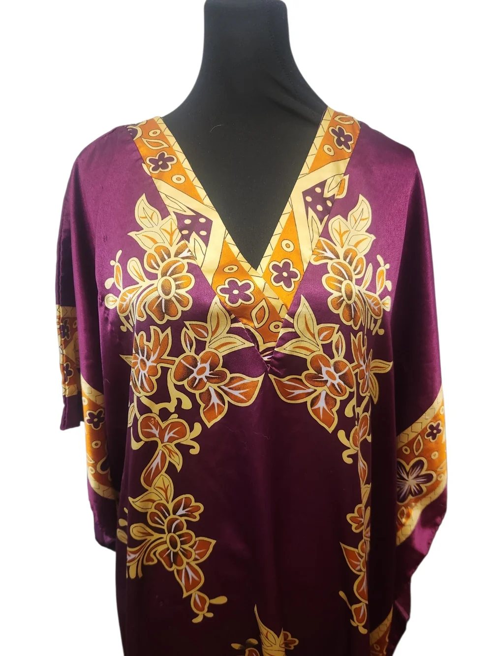 Winlar One Size Kaftan Muu Muu Purple Floral OS Long Flowy Vintage Retro 60s 70s